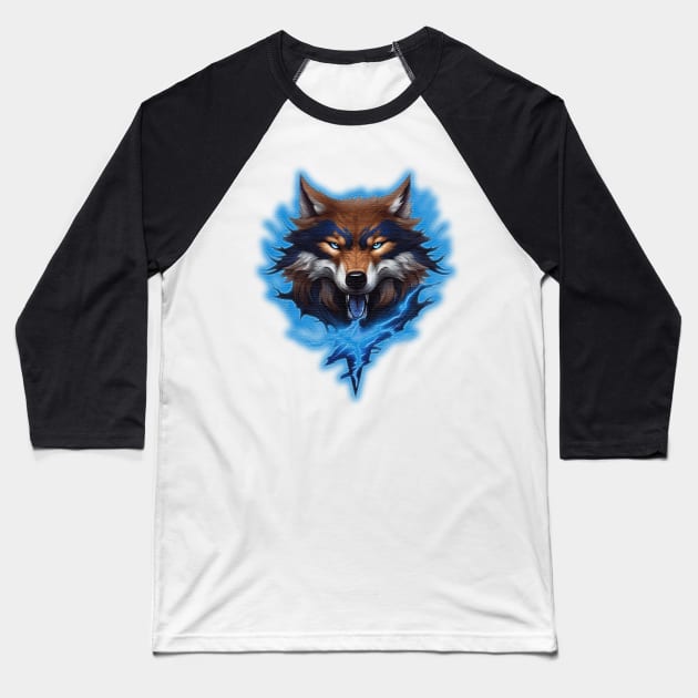 lightning wolf Head Baseball T-Shirt by JnS Merch Store